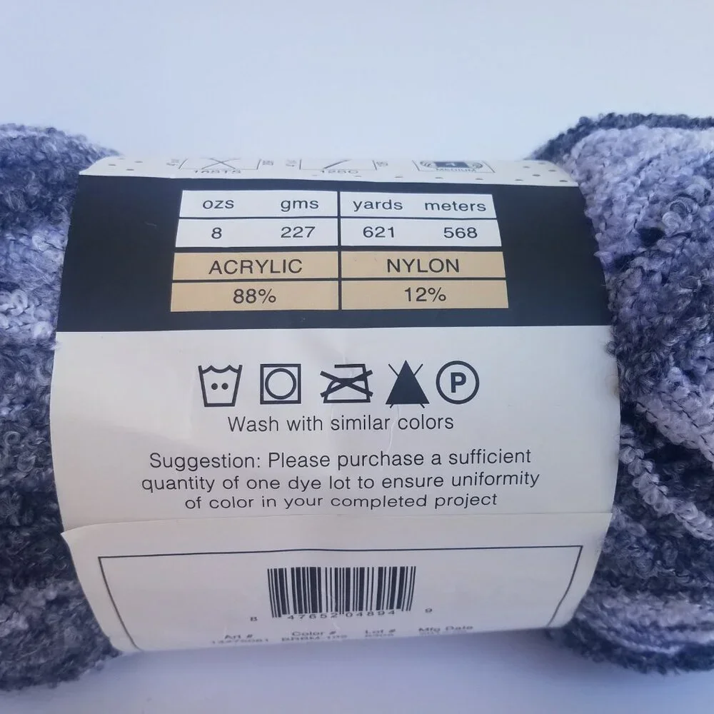 Buttercream Luxe Craft Rainbow Boucle Yarn in Black White discontinued